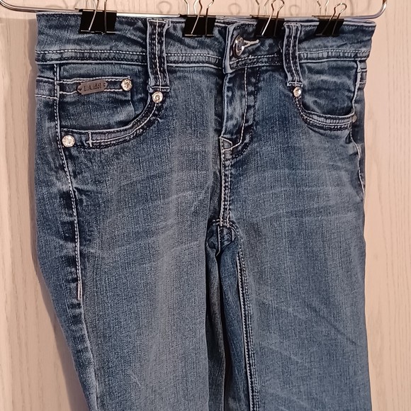 LA Idol USA Jeans, Size 5, Flared 8", Low-Rise, Boot Cut, 30W x 30L, Bedazzled - Picture 9 of 12